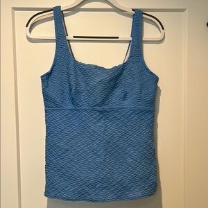 Lands' End Blue Fitted Ribbed Tankini Top